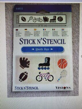 SPORTS TOYS WALLPAPER BORDER Stick N' Stencil by Visions #64031 24" BNIB